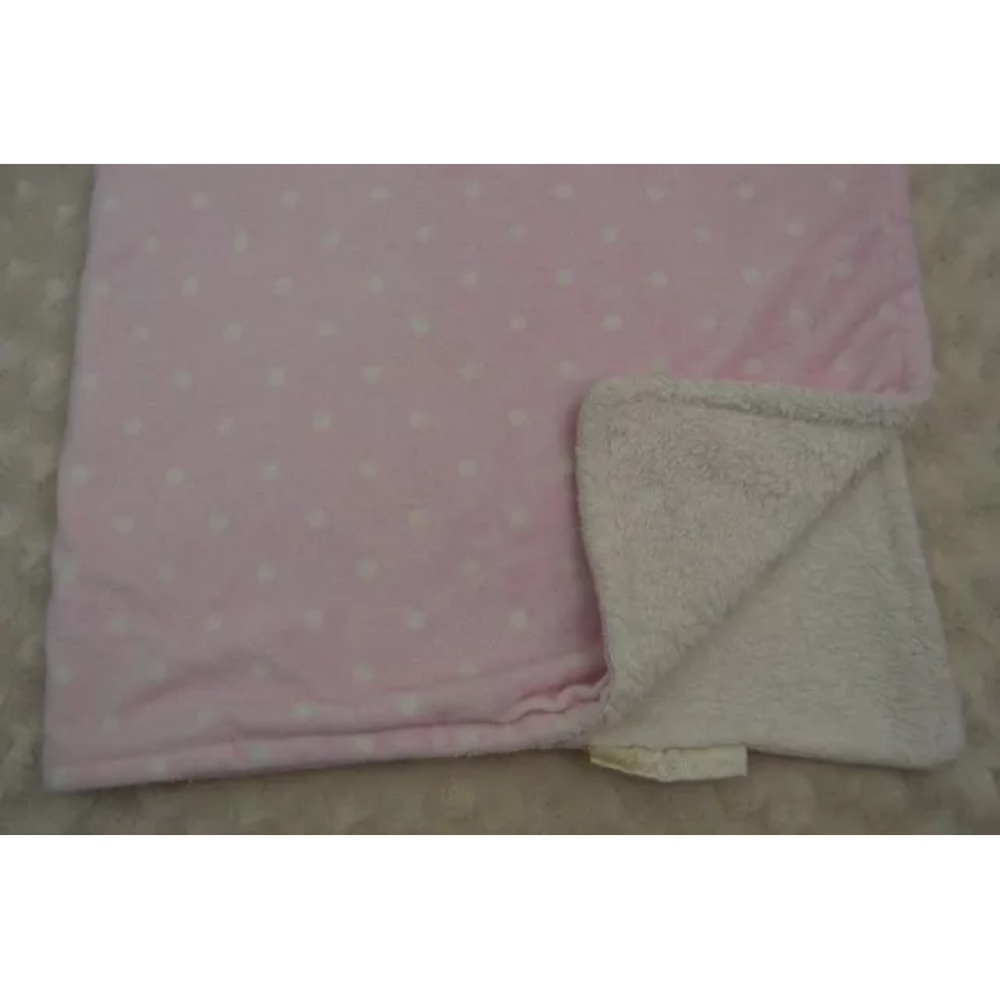 Blankets & Beyond Pink Baby Blanket White Polka Dots Security Lovey